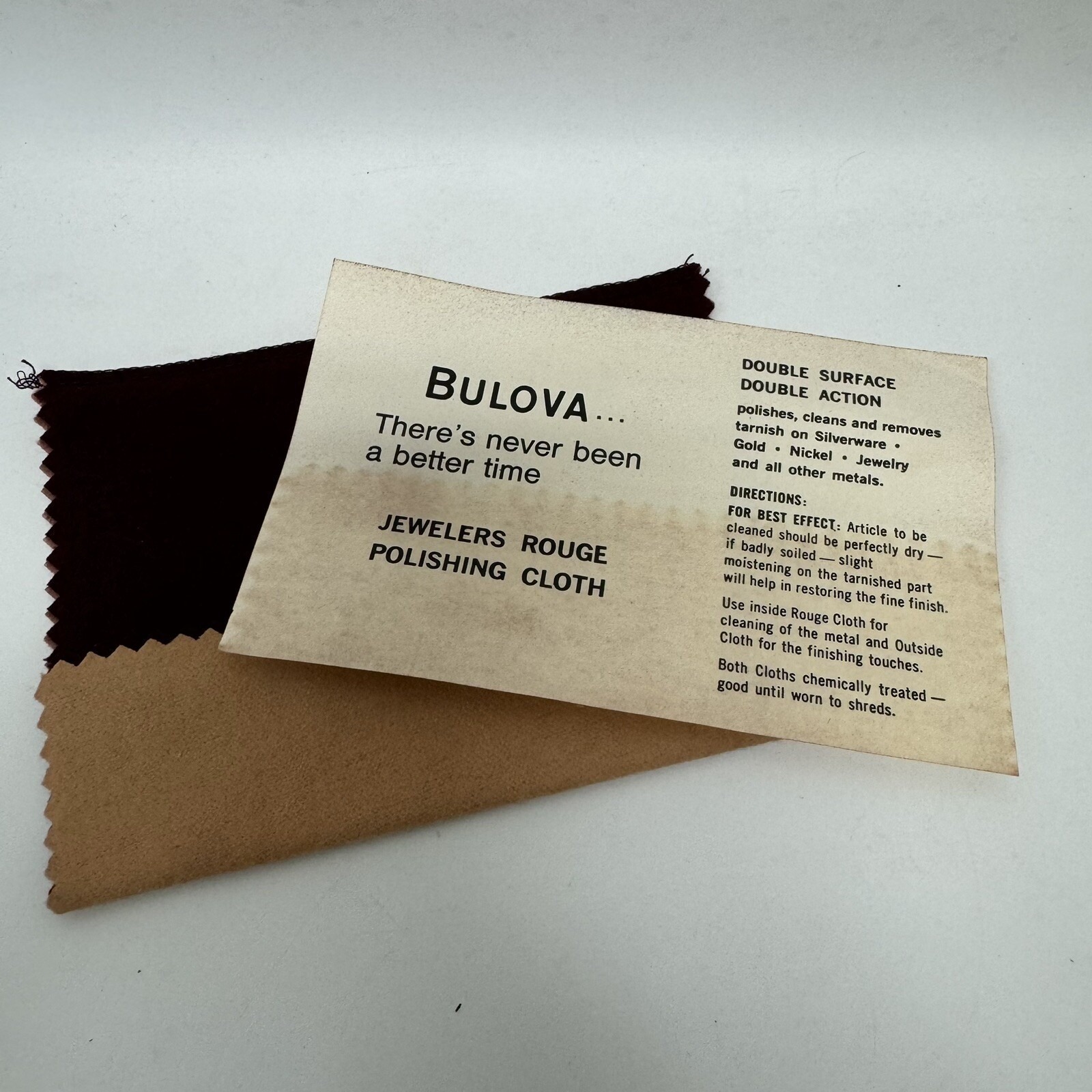 Vintage Bulova Advertising Watch Polishing Cleaning Cloth Jeweler Rouge Lot Of 2